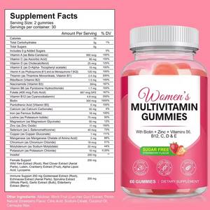 Gommes multivitaminées pour femmes, sans sucre, végétaliennes, multivitamines quotidiennes, compléments alimentaires pour femmes adultes, immunité - Product Image 2