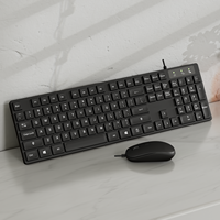 Combo de Teclado y Ratón USB con Cable de 104 Teclas para Laptop, Plug-and-Play, Resistente al Agua, Ultra Delgado, para Oficina, Hogar y Escuela