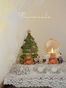 Fourmeals Petit Ours en Céramique <span class=keywords><strong>Arbre</strong></span> de Noë<span class=keywords><strong>l</strong></span> Cadeau Surprise - Pour une Ambiance Festive - Product Image 5