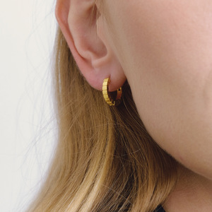 Hoop Earrings Geometric Stainless Steel Gold Tone Everyday Wear Women's Jewelry - Product Image 3