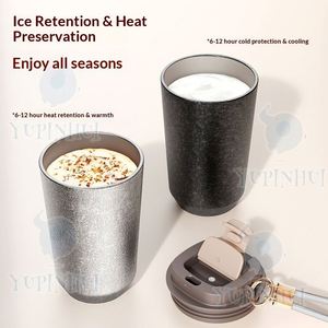 Mug de voyage élégant en titane pur, isolé sous vide, avec couvercle anti-fuite sécurisé, tasse à eau portable, design moderne et épuré pour le bureau au quotidien - Product Image 4