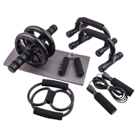 Kit d'entraînement abdominal robuste : Rouleau abdominal pliable, support pour les coudes et corde à sauter – Équipement de fitness portable pour brûler la graisse abdominale