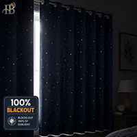 Rideaux occultants HB bleu marine ciel étoilé en polyester, panneaux de fenêtre occultants avec œillets métalliques faciles à installer pour chambre à coucher