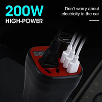 Cargador de Coche con 8 Puertos, Salida de CC 12V y CA 220V, Resistente al Agua, Doble USB, Encendedor de Cigarrillos, Convertidor de CA, Adaptador para Vehículo