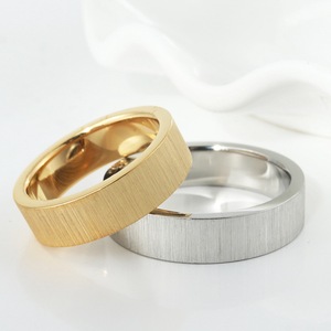 yunnique Men's <b>Titanium</b> Steel Brushed <b>Ring</b> Gold Color U Shape Wedding Band Jewelry - Product Image 4