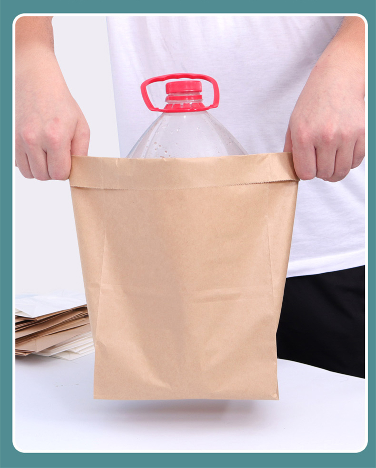 Oil Film Leak Proof Enviro<i></i>nment Friendly Recyclable Brown Kraft Paper Takeaway Bag without Handle