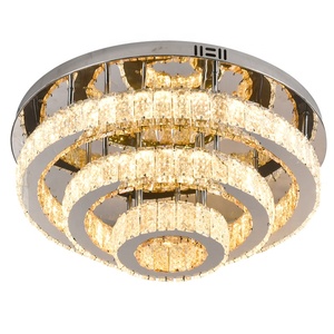 Crystal <span class=keywords><strong>Flush</strong></span> <span class=keywords><strong>Mount</strong></span> Luxe Woonkamer Kantoor Ronde Goud Licht Metalen Crystal Plafond Luxe Led Plafond Verlichting - Product Image 1