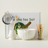 5 pièces en gros personnalisé bambou fouet bol en céramique Matcha fouet Kit ensemble thé outils Matcha cadeau ensemble emballage fouet ensemble accessoires