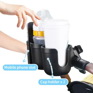 New Product 3 In 1 Cup Holder For Stroller Dual Drink Holder For Baby Universal Stroller Cup Holder