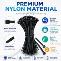 Attaches-câbles en nylon 2,5x200mm PA66 autobloquants, résistance 18LBS, attaches en plastique de 8 pouces pour câblage industriel