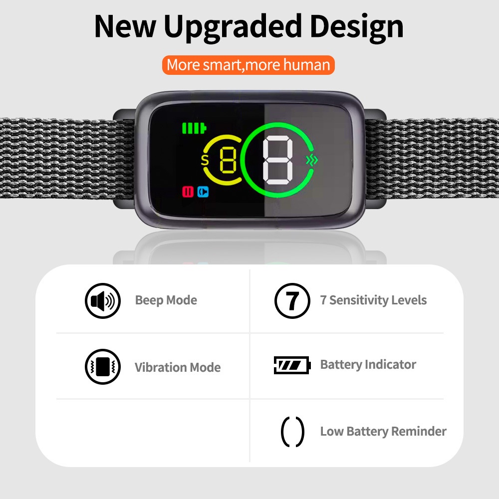 TC-011 7-Level Waterproof Vibration Anti-Bark Dog Collar - No Shock Humane Training Device | Shenzhe