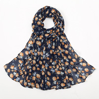 Foulard Hijab musulman en mousseline de soie pour femmes, châle personnalisé imprimé fleur, vente en gros, 2023