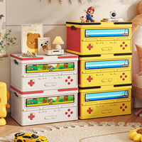 Boîte de rangement pliable en forme de console de jeu PP, bacs pliables avec couvercle pour salle de jeux, en plastique étanche et pliable