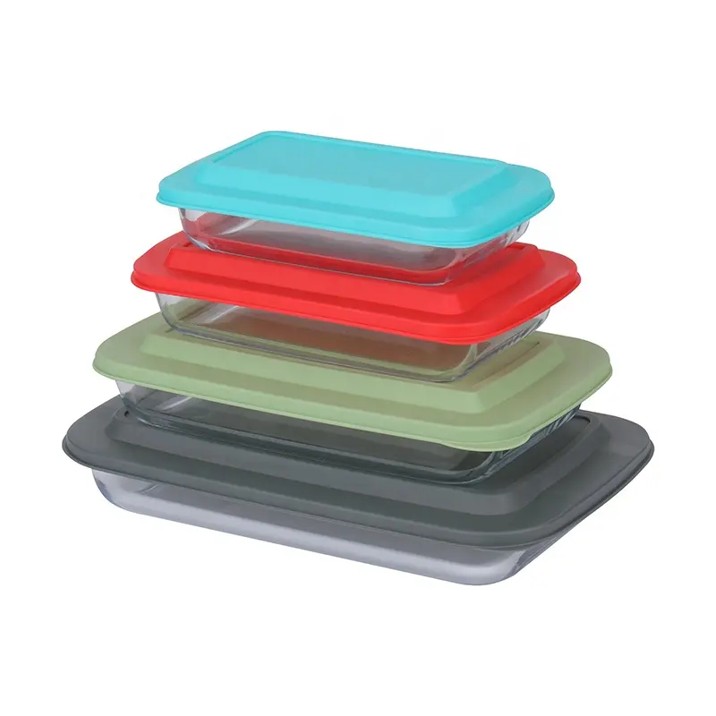 8-Piece Deep Glass Baking Dish Set with Plastic lids, Rectangular Glass Bakeware Set with BPA Free Lids, Baking Pans