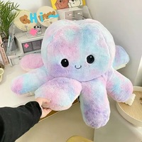 Figurine de pieuvre grande taille, poupée à visage double face réversible, jouet en peluche anti-stress, cadeau d'anniversaire mignon pour filles