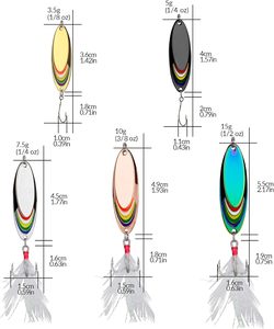 Señuelo de pesca metálico de 1.5g - 42g para lubina, cebo de agua dulce con lentejuelas, cuchara giratoria, 6 colores, señuelos duros para pesca. - Product Image 5