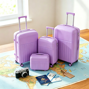 Ensemble de bagages de luxe nouvelle mode grande capacité en PP, 3 pièces (20, 24, 28 pouces) avec serrure et fermeture éclair - Product Image 1