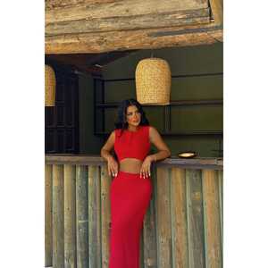 Conjunto de Vestidos de Noche de Dos Piezas Rojo Bianca - Product Image 3