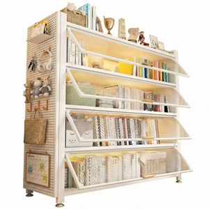 ตู้เก็บของเด็กหลายชั้นแบบตั้งพื้นพร้อมชั้นวางหนังสือ ดีไซน์ฝาปิดกันฝุ่น สำหรับห้องเด็ก จัดเก็บของเล่น - Product Image 5