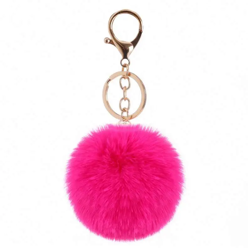 Moda 8cm Charm autodifesa pompon portachiavi borsa charm accessori per donna pelliccia Puff Ball portachiavi Pom pom portachiavi