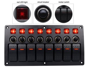 Panneau de commutation à bascule 8 voies ON-OFF avec disjoncteur et LED rouges pour bateau/voiture - Product Image 2