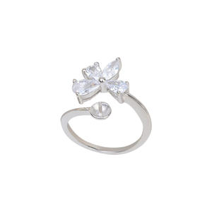 S925 Silver Adjustable Female Finger <b>Ring</b> Lucky Grass <b>Pearl</b> Accessory Open Style Inlay Fashionable Living <b>Ring</b> for 11 Sizes - Product Image 5