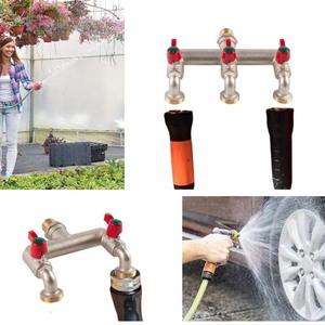 Séparateur de <span class=keywords><strong>tuyau</strong></span> à 2 voies en laiton robuste Entrée de 1/2 pouces et deux robinets de sortie de 3/4 pouces Séparateur de <span class=keywords><strong>robinet</strong></span> à tournant sphérique Séparateur de <span class=keywords><strong>tuyau</strong></span> <span class=keywords><strong>d</strong></span>'<span class=keywords><strong>arrosage</strong></span> - Product Image 4