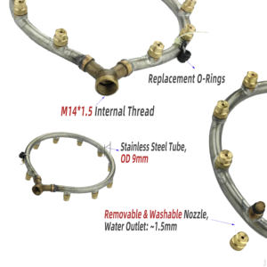 Anillos de Boquillas de Pulverización Multi-Cabezal de Metal con 5 Boquillas de Nebulización para Riego de Jardín y Humidificación - Product Image 2
