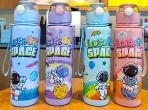 Factory Wholesale Cartoon Astronaut Pattern Plastic <b>Bottle</b> Kids Children Portable Tumbler Water Cup With <b>Straw</b> 700Ml - Product Image 3