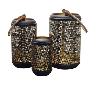 Lanterne à bougie en métal moderne avec poignée en corde pour le balcon de la maison ou l'éclairage de Noël améliore la décoration de la chambre - Product Image 5