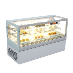 <span class=keywords><strong>Vitrine</strong></span> <span class=keywords><strong>en</strong></span> <span class=keywords><strong>verre</strong></span> de gâteau à <span class=keywords><strong>angle</strong></span> droit de café de conception moderne <span class=keywords><strong>vitrine</strong></span> avec éclairage de LED présentoir à gâteau de réfrigérateur impeccable - Product Image 3