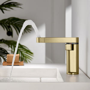 Grifo mezclador de lavabo extraíble de lujo, grifo de lavabo digital de 2 vías, grifo de lavabo de baño de oro cepillado montado en cubierta - Product Image 4
