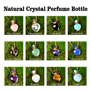 Collier Pendentif Bouteille de Parfum en Pierre de Guérison en Cristal Poli en Forme de Cœur pour Huiles Essentielles – Vente en Gros - Product Image 2