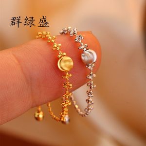 Qunlvsheng S925 Sterling Silver Flower <b>Ring</b> <b>Adjustable</b> With Beads Women's Jewelry Gift - Product Image 1