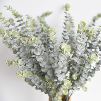 Vente Flash RTS – Branche d'eucalyptus artificielle toucher réel, feuilles vertes, tige en soie, décoration de bureau pour Halloween, recyclable