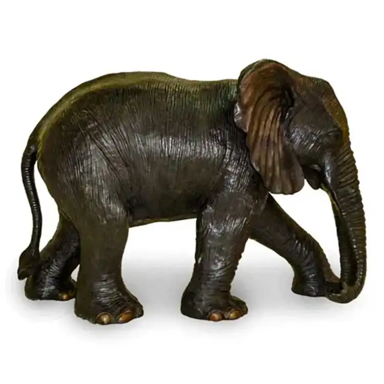 सजावटी प्राचीन कांस्य बेंच पर बैठे बड़े कांस्य हाथी मूर्ति