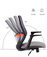 Chaise de bureau confortable en maille noire, chaise de direction moderne pour le travail, la formation, la réception, les chaises d'accueil