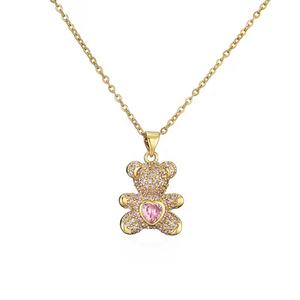 Offre Spéciale mignon ours en peluche pendentif collier 18K plaqué or laiton lien chaîne meilleur ami cadeaux d'anniversaire - Product Image 3