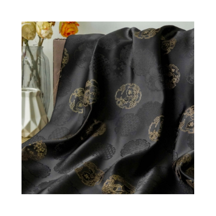 Новый китайский Шелковый кролик жаккардовый халат cheongsam атласная ткань классический монгольский Тибетский халат из ткани с темным узором