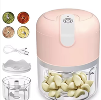 Mini picadora de ajo eléctrica, procesador de alimentos inalámbrico portátil con cuchillas de acero inoxidable, trituradora de ajo recargable por USB