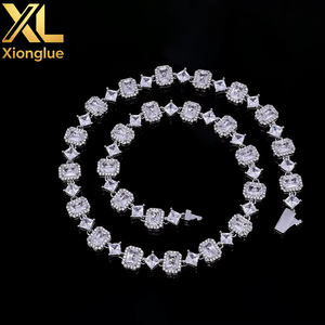 Iced Out 10MM Square Clustered Tennis <b>Chain</b> Necklace Hop Jewelry Rhombus Shape Zircons <b>Chain</b> Necklace for Women Gift - Product Image 2