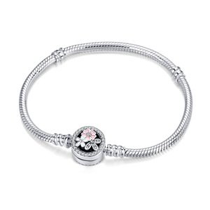 Wholesale 925 Sterling <b>Silver</b> Zircon Heart-shaped Button <b>Charm</b> Trendy Wedding Engagement Anniversary Gift Rhodium Plated Snake - Product Image 3