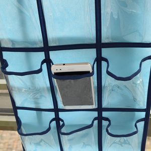 Hanging Closet Organizer 12 Pockets Blue Over The Door <b>Storage</b> <b>For</b> Phones Jewelry Socks Underwear Rectangle Non Woven Fabric - Product Image 5