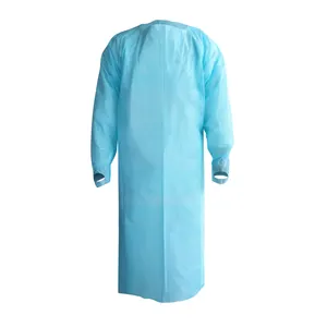 Ce iso avental de plástico descartável isolação, à prova d' água, cpe, vestido com manga comprida