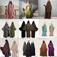 Nouvel Ensemble 2 Pièces Abaya et Khimar Nida de Haute Qualité, Robe Musulmane Modeste Femme, Hijab Dubai, Vêtements Islamiques pour l'Aïd et Ramadan
