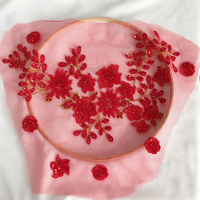 Tissu dentelle perlée, nouvelle étoffe brodée de fleurs 3d pour haute couture,
