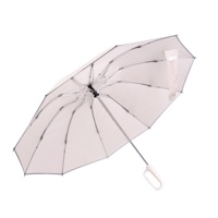 Parapluie pliant de luxe ShineRain, mode, 3 sections, bande réfléchissante de sécurité, fermeture automatique Looplock, 10K, imperméable, coupe-vent, aluminium