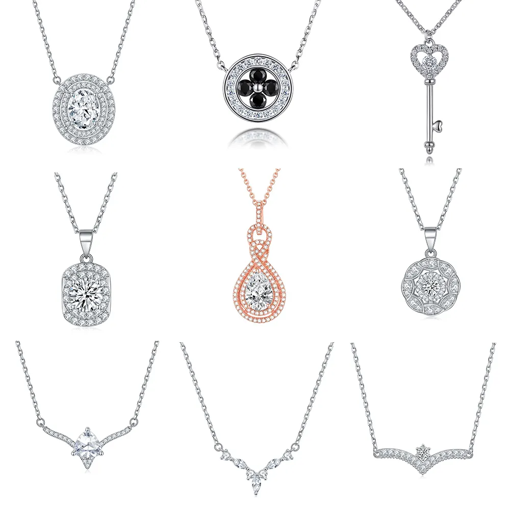 Heart Necklace 925 Sterling Silver Jewelry Women Trendy Fashion Pearl Butterfly Zirconia Diamond Necklaces