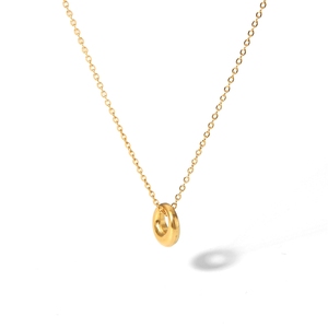 Mirawell 타원형 링 펜던트 목걸이 316L 스테인레스 스틸 18K 골드 도금 스네이크 체인 남성과 여성을위한 일일 보석 선물 - Product Image 1