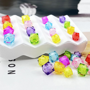 Acrylic Square <b>Beads</b> With White Core Perforated For Jewelry Making DIY Handmade <b>Beads</b> - Product Image 1
